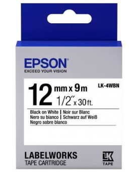 картридж epson labelworks lk-4wbn blk/wht 12мм (c53s654021) 